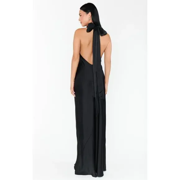 knee length dresses for ladies Lisa Maxi Dress, in Champagne Luxe Satin | Show Me Your Mumu main image 1